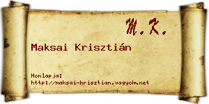 Maksai Krisztián névjegykártya